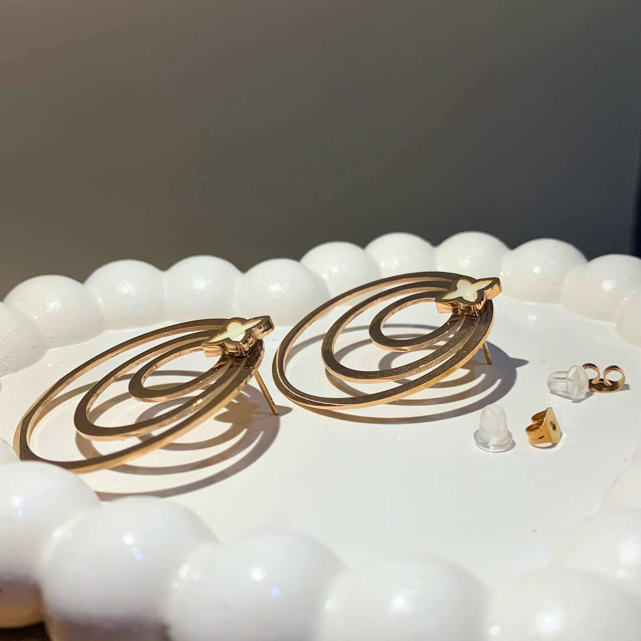Triple Hoop Floral Earrings