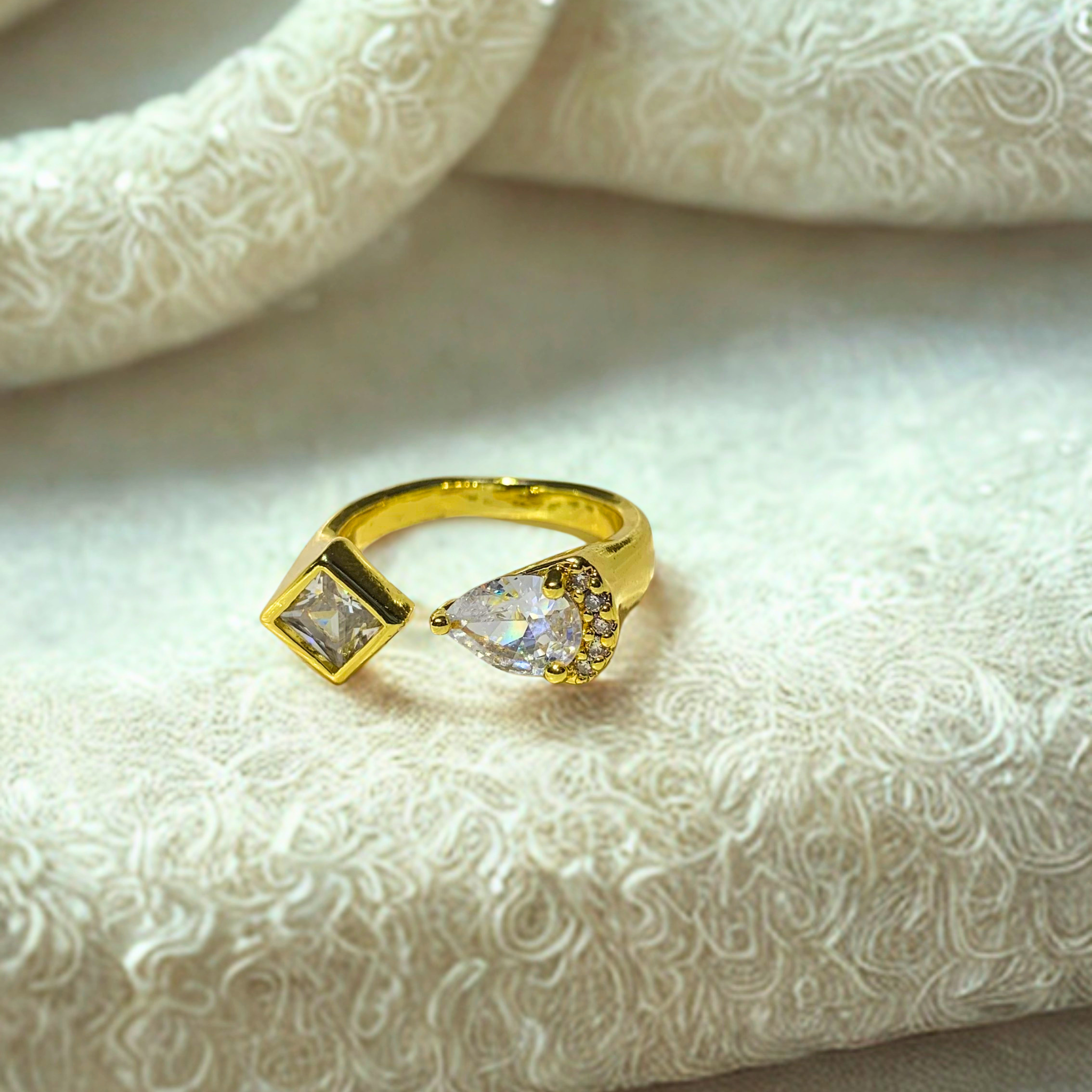 Dual Crystal Open Ring