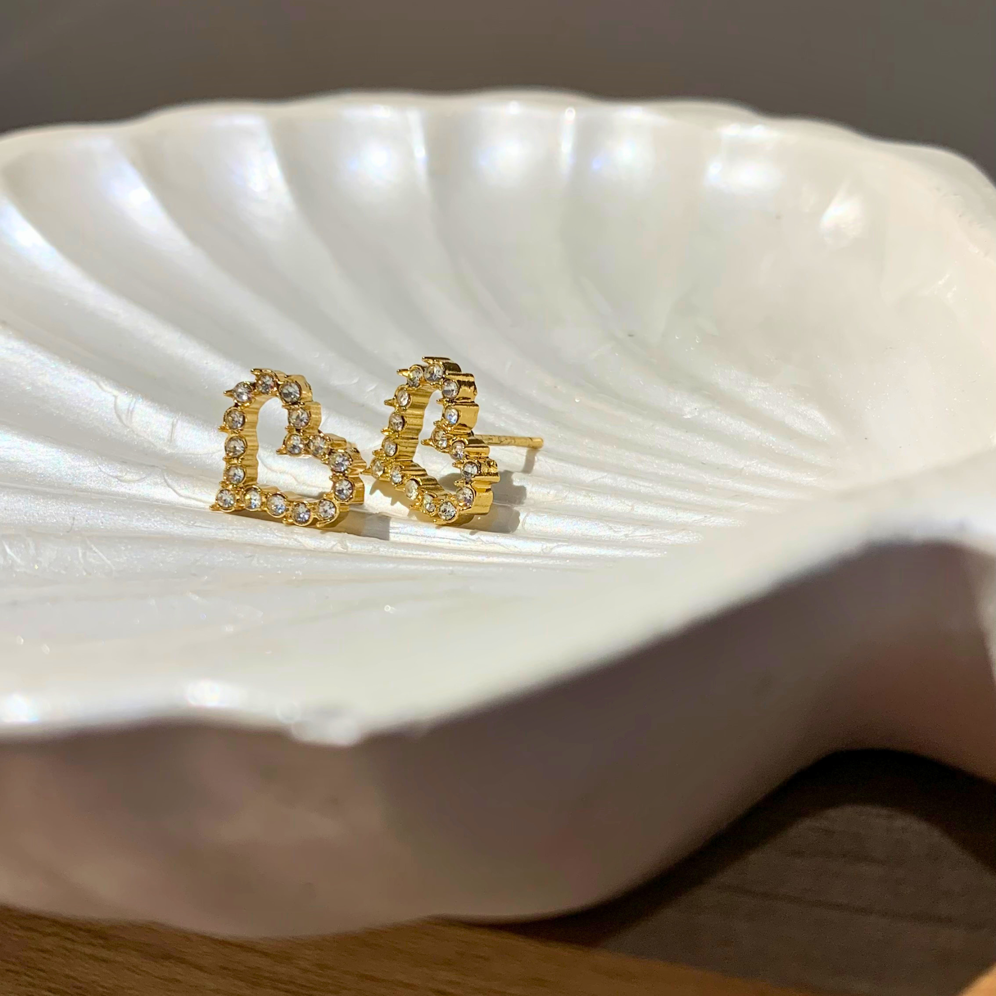 Open Heart Crystal Outline Earrings