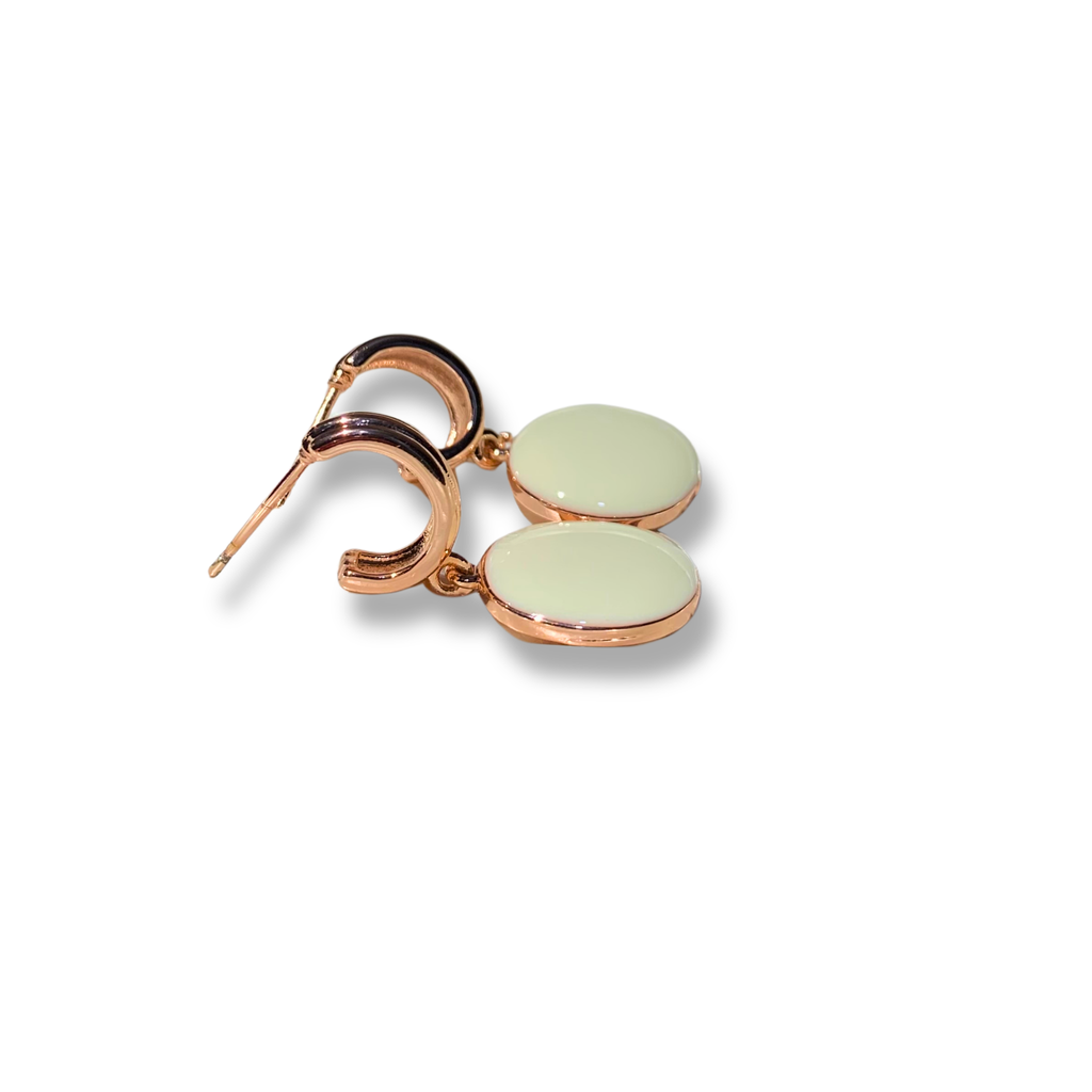 Oval Gemstone Drop Hoops
