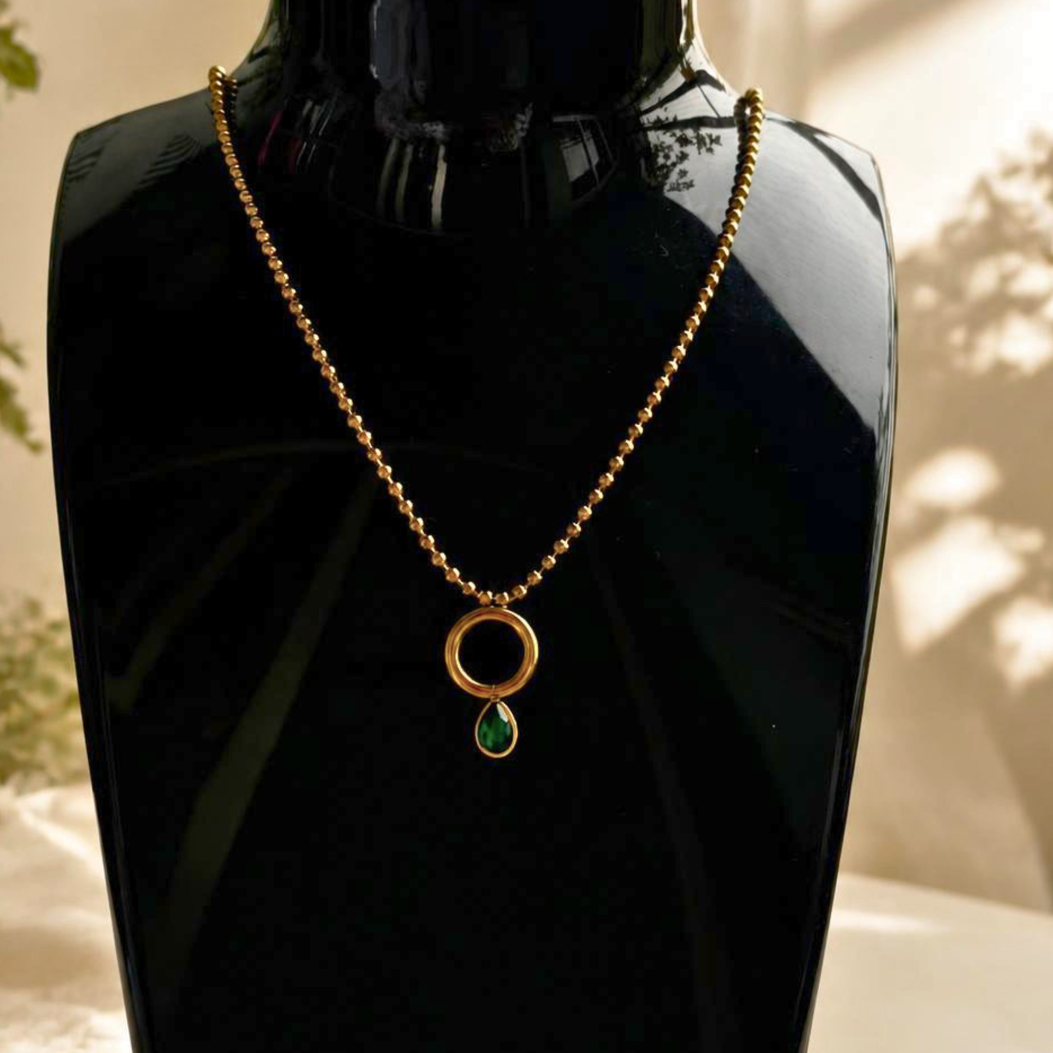 Emerald Teardrop Pendant Necklace