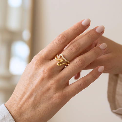 Abstract Wavy Crystal Ring