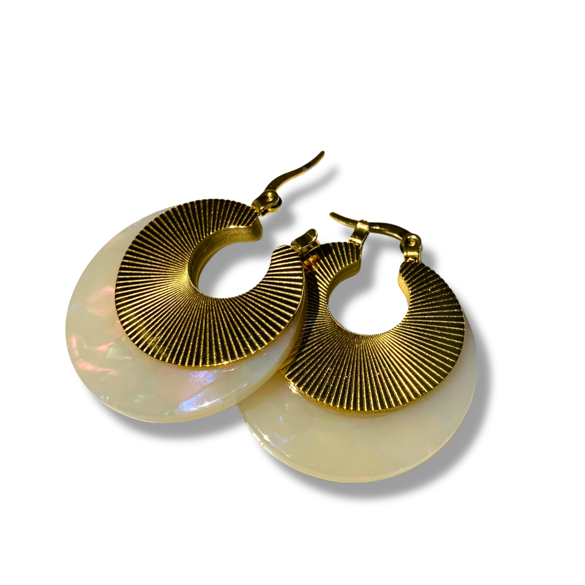Mother‑of‑Pearl Circle Earrings