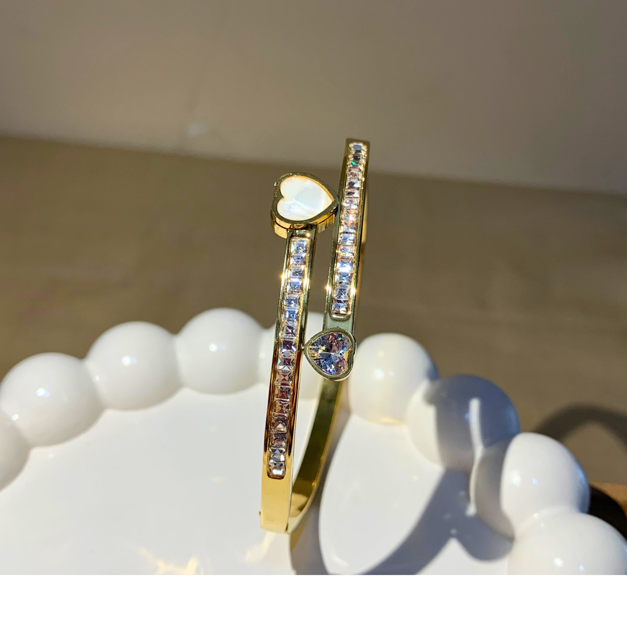 Heart & Crystal Dual Band Bracelet