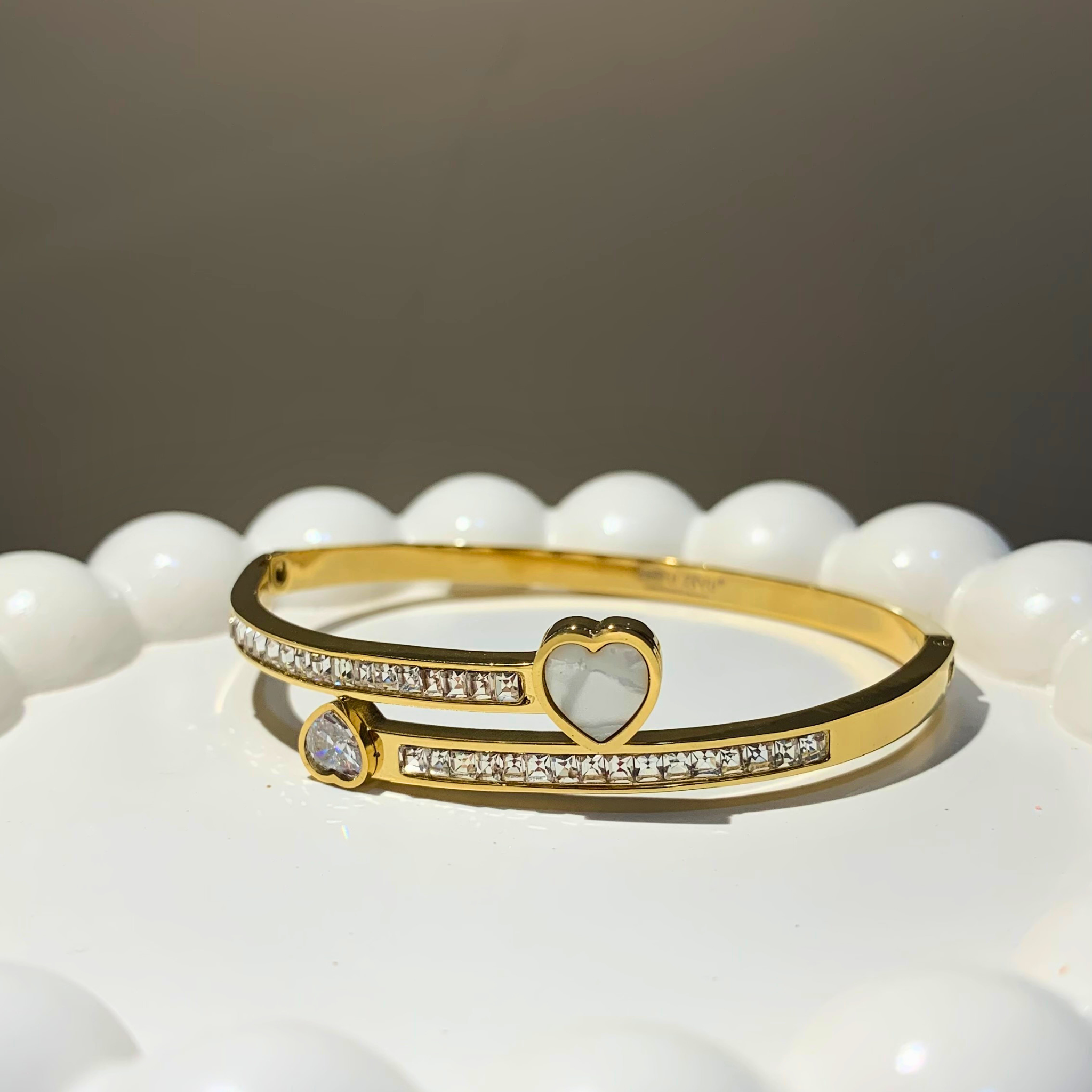 Heart & Crystal Dual Band Bracelet