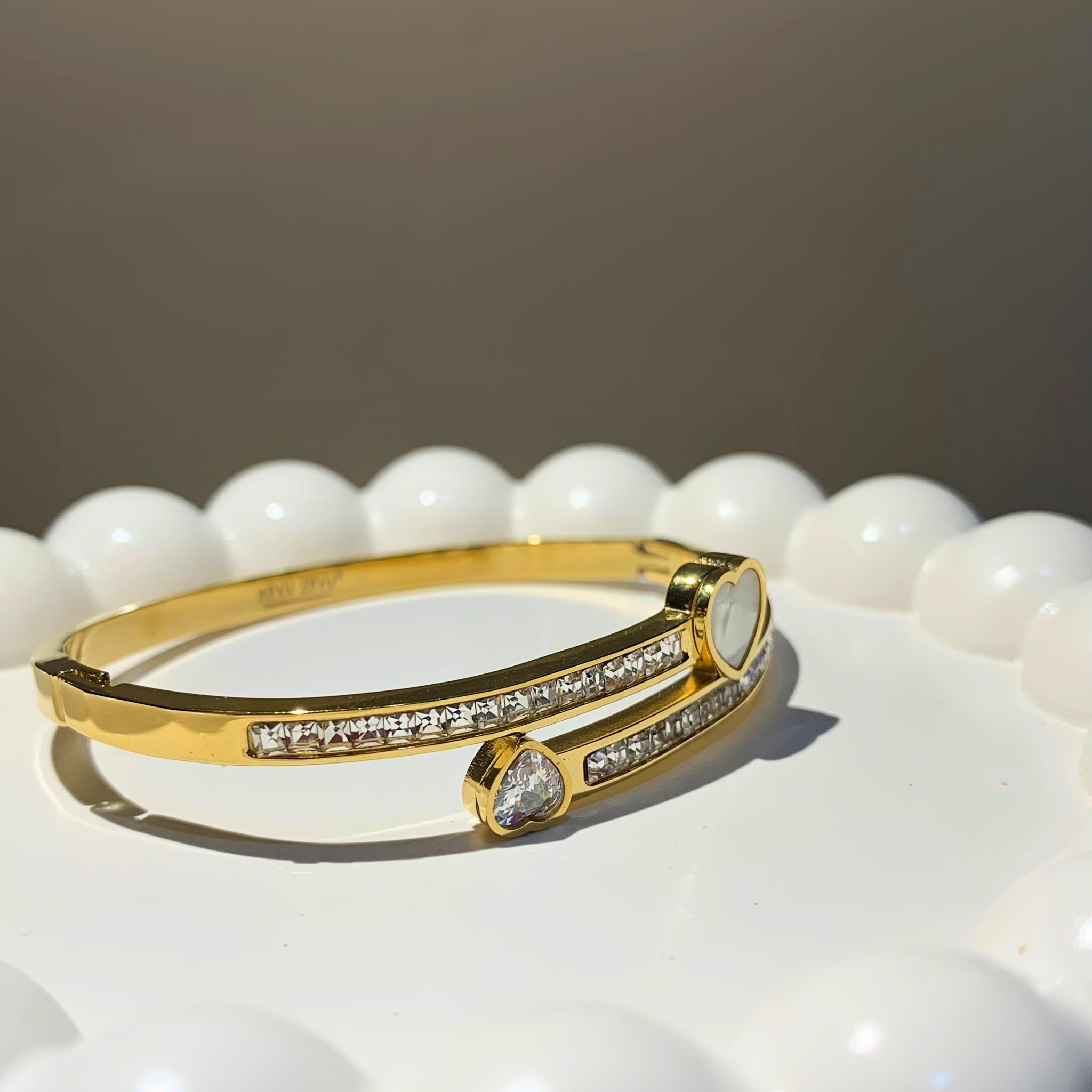 Heart & Crystal Dual Band Bracelet