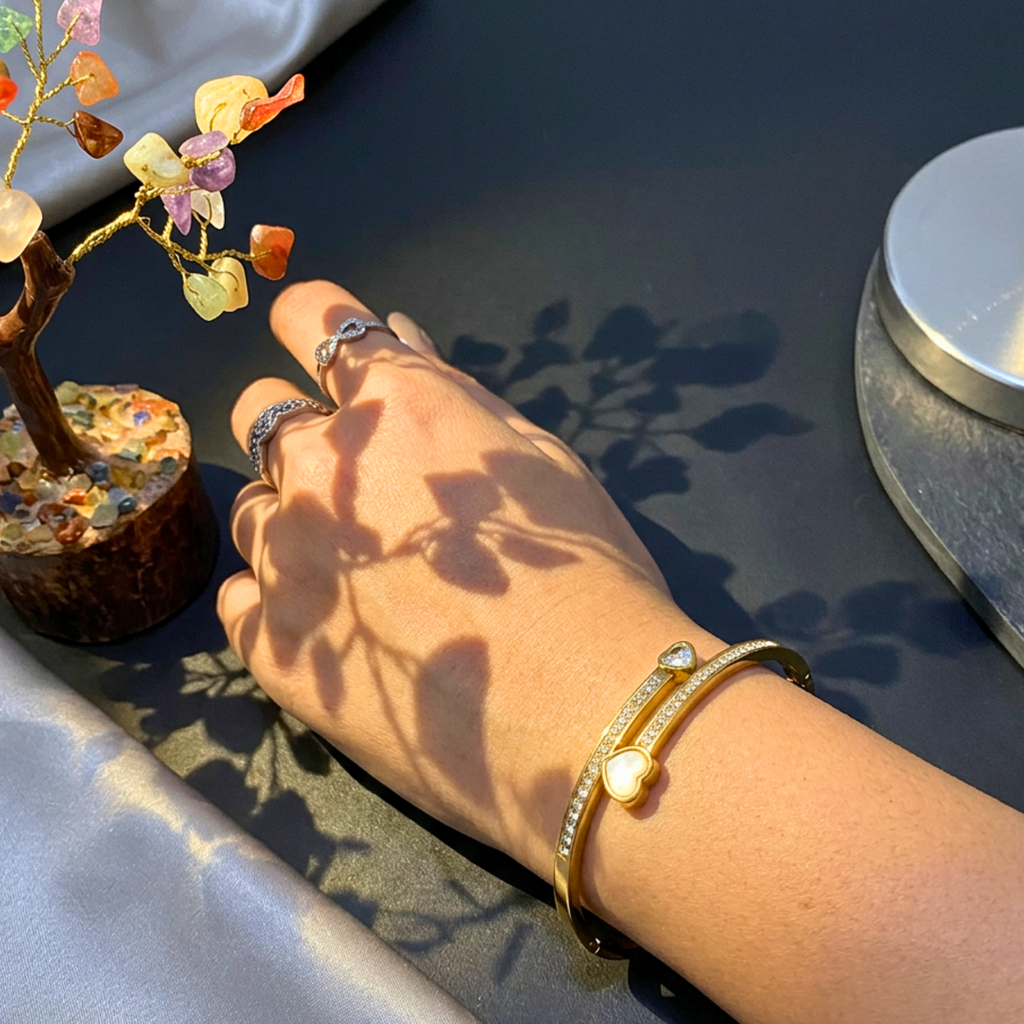 Heart & Crystal Dual Band Bracelet