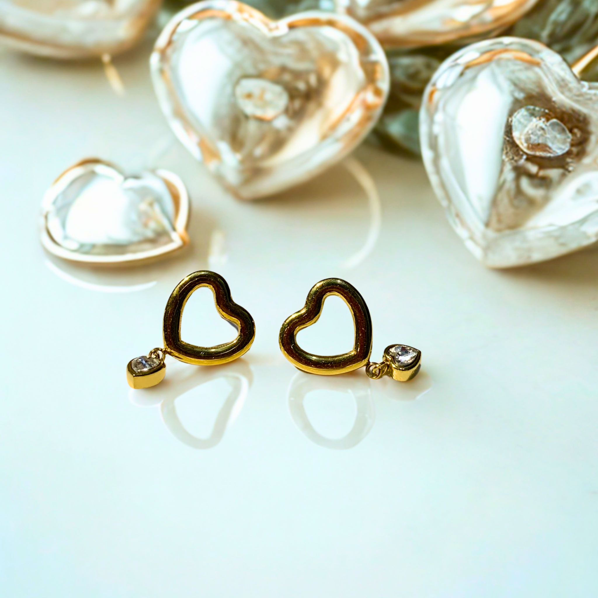 Dangling Heart Charm Earrings