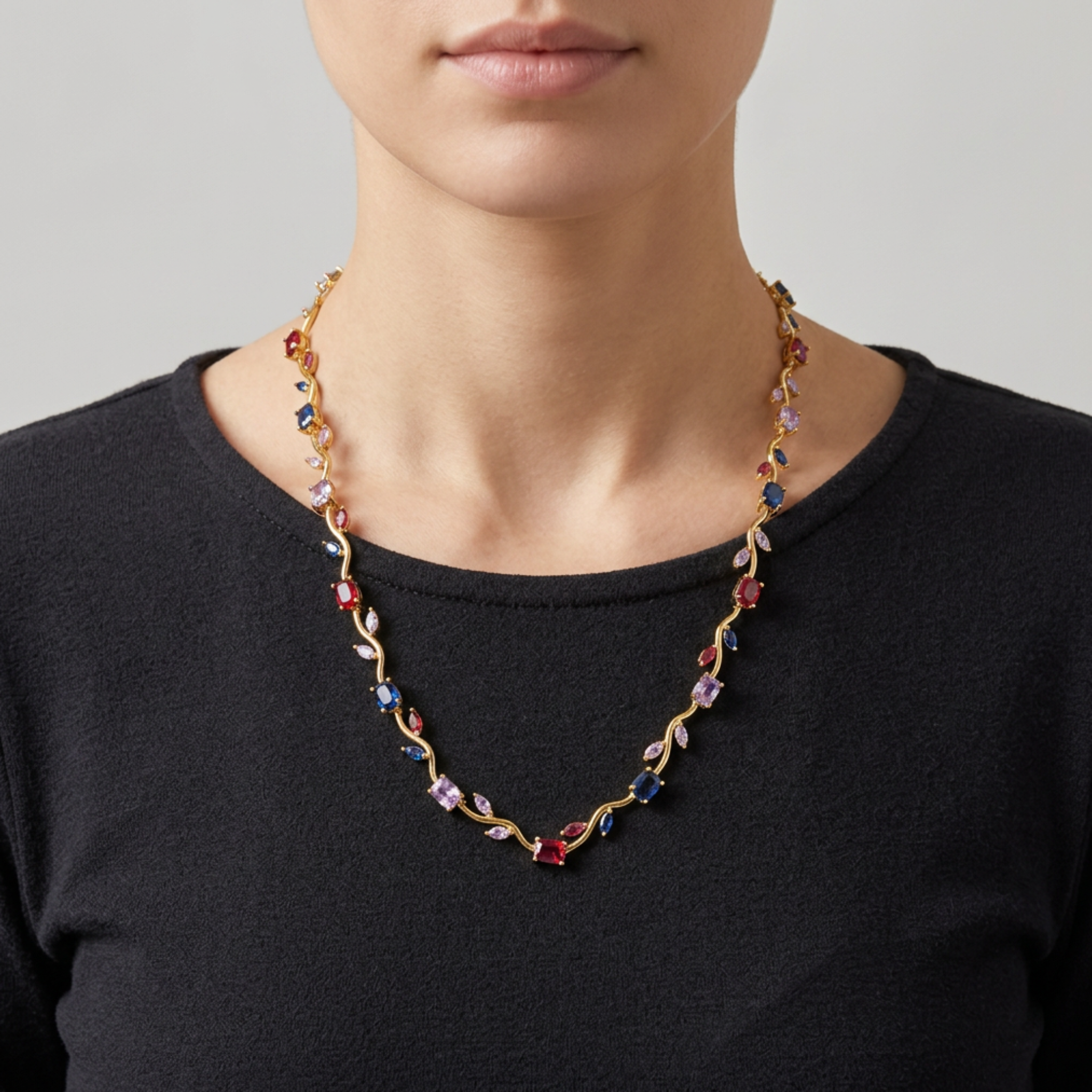 Tulip Multicolor Gemstone Neckpiece