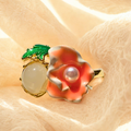 Red‑Orange Flower & Gem Ring