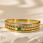 Dual Band Emerald Accent Bracelet