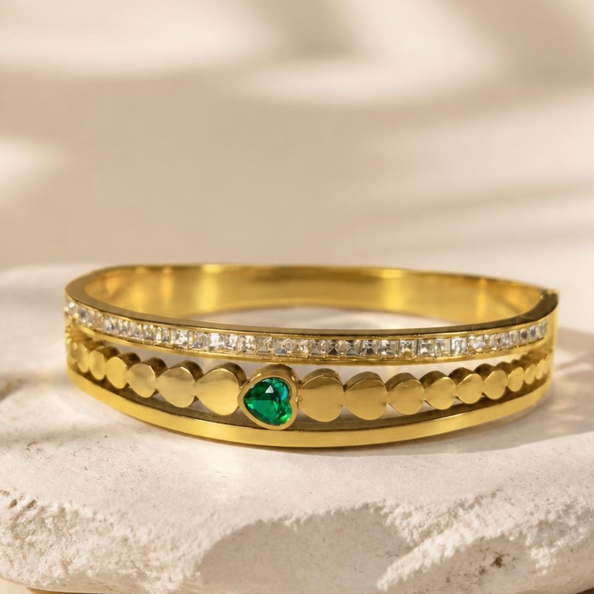 Dual Band Emerald Accent Bracelet