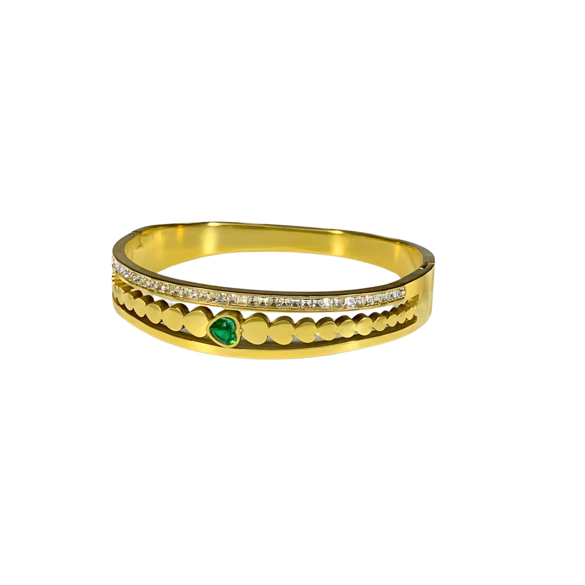 Dual Band Emerald Accent Bracelet