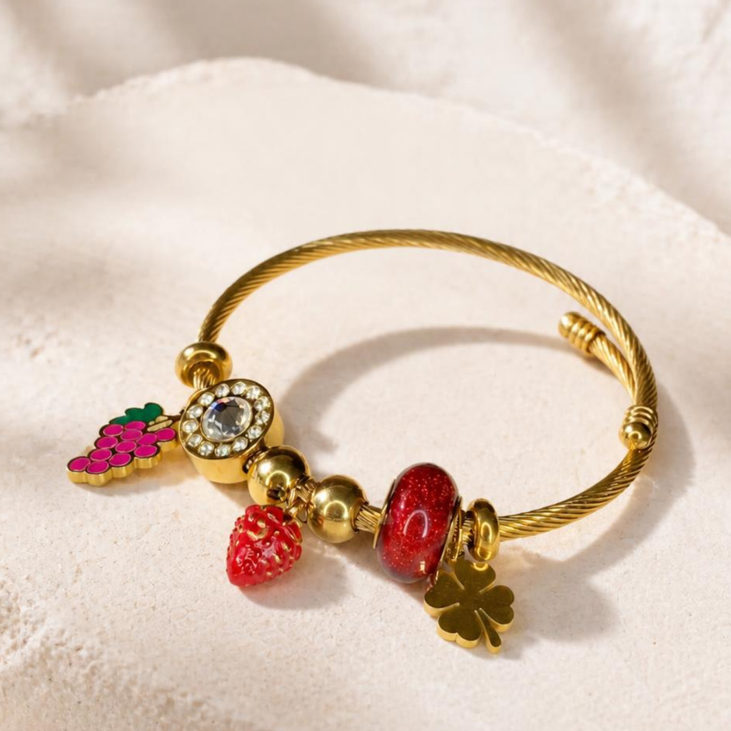 Playful Fruit Charm Bracelet