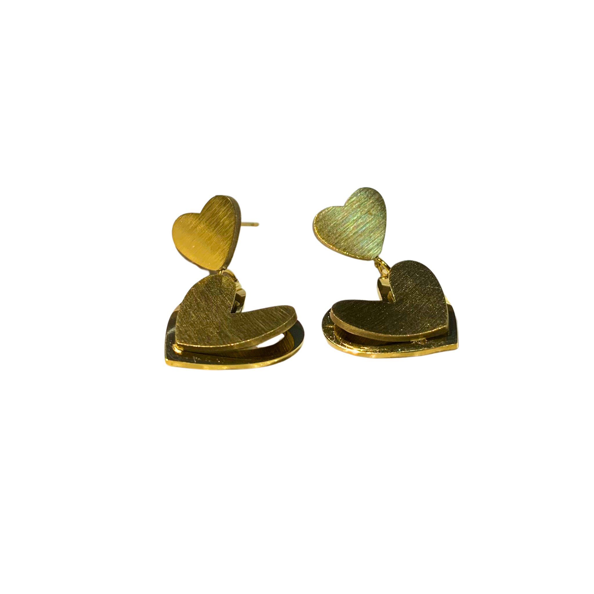 Double Heart Drop Earrings