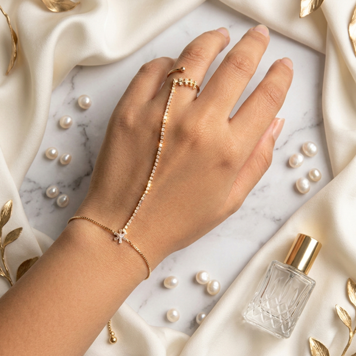 Divine Elegance Hand Chain Bracelet