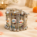 Silver Beaded Kodi Shell Banjara Cuff