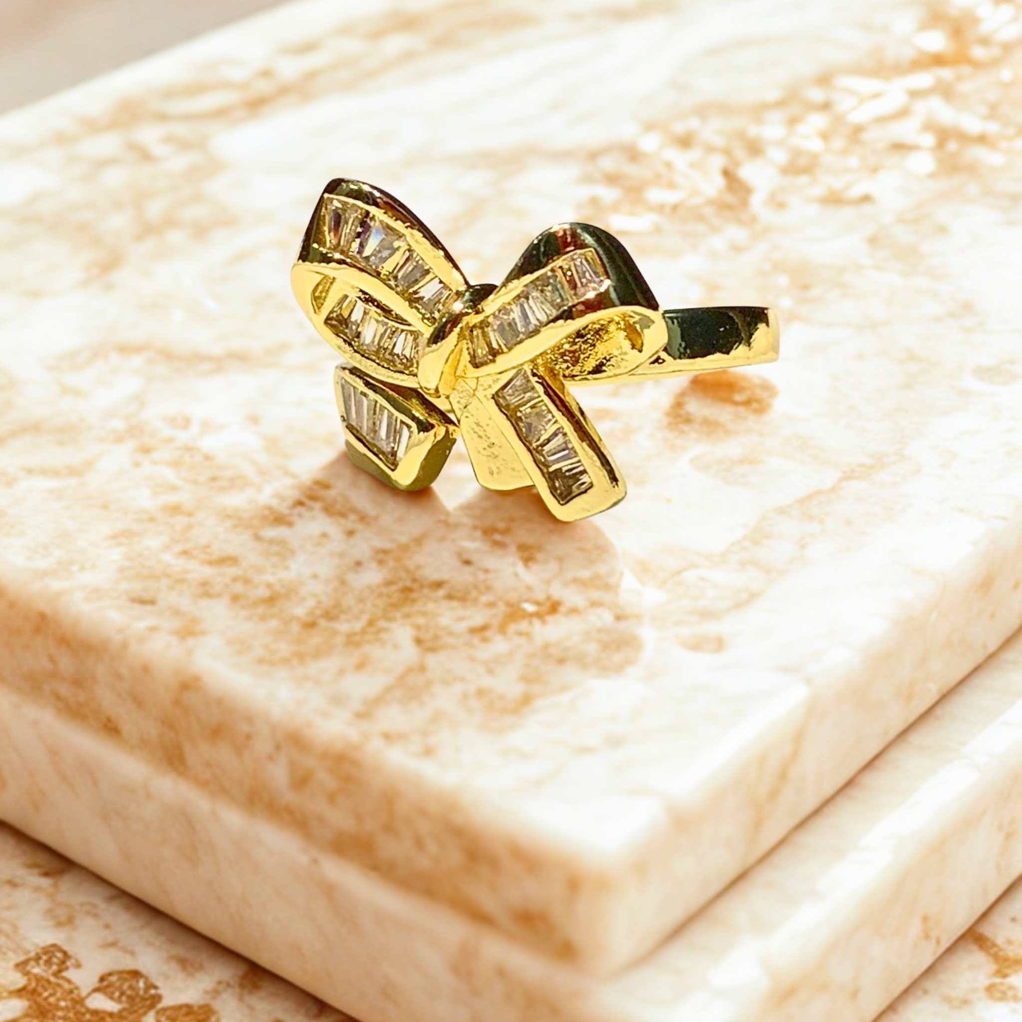 Sovera Bow Baguette Gemstone Ring