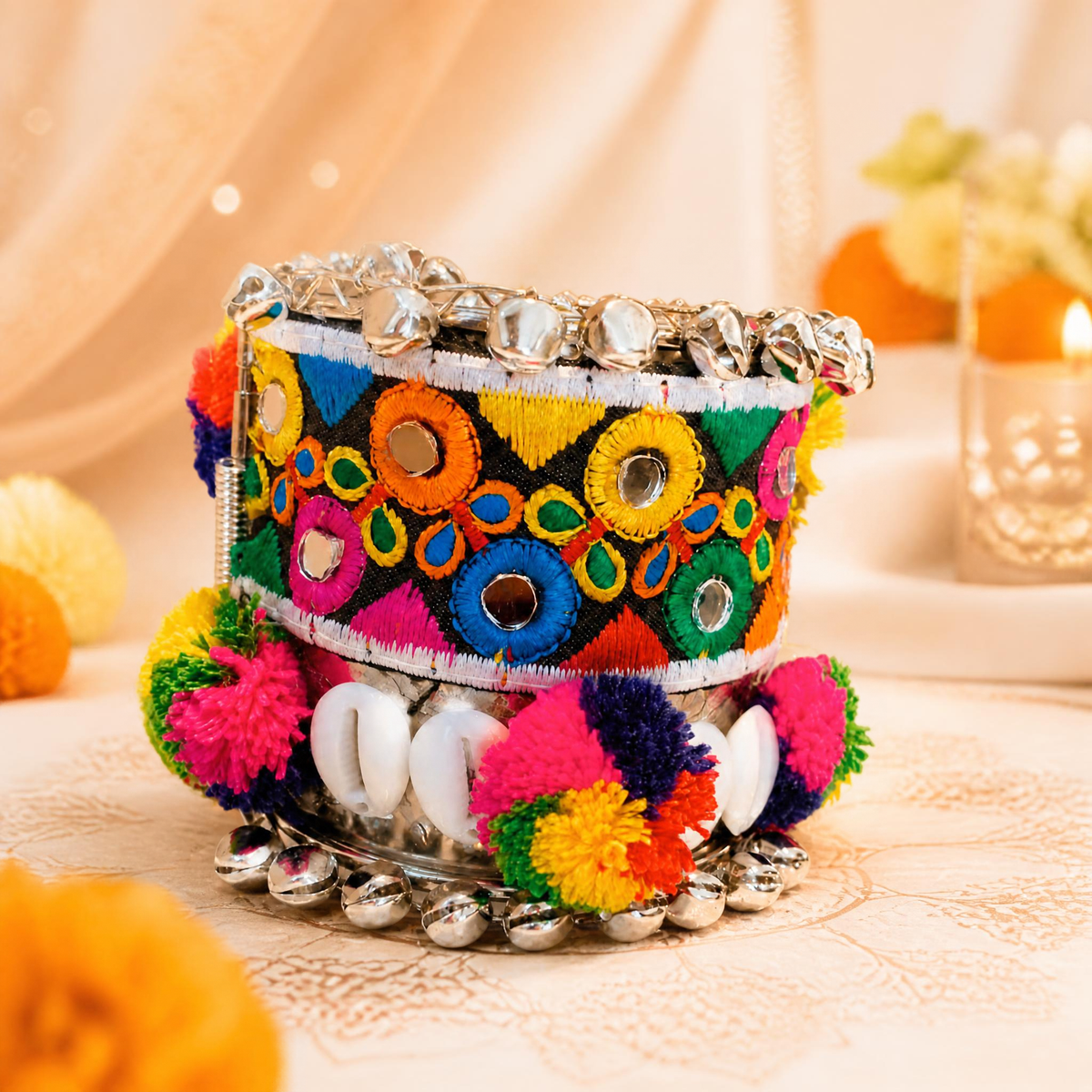 Embroidered Mirror Work Hand Cuff