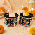Colourful Embroidered Mirror Hand Cuffs (Pair)
